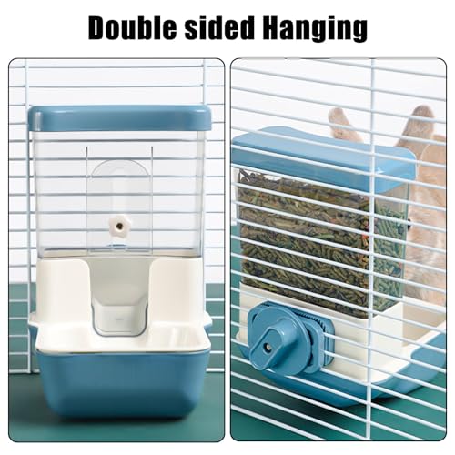 Hanging Automatic Food Dispenser, 27oz Large Capacity Hanging Pet Cage Feeder for Rabbit Bird Chinchilla Hedgehog Guinea Pig Ferret Kitty Puppy (Blue) - color: Blue