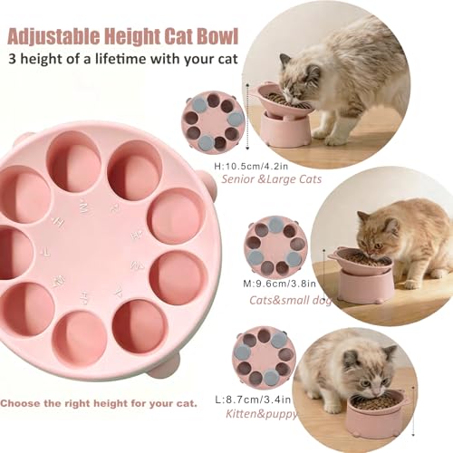Raised Slow Feeder Cat Bowl, Silicone Elevated Tilted Cat Slow Feeder Bowl - color: Peachy Pink