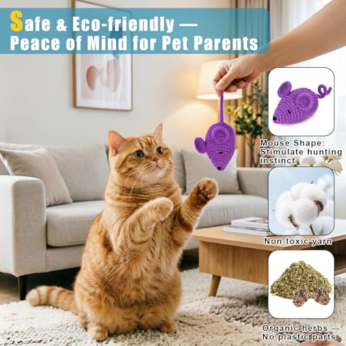 Retro Shaw Catnip Cat Toys Crochet Mouse, Pack of 6 - style: Mouse-6