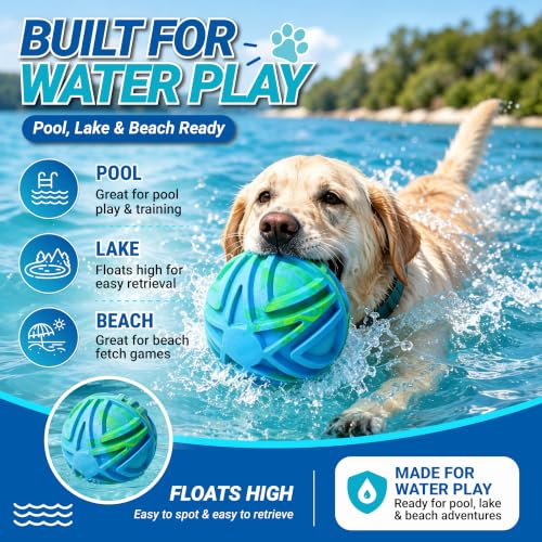 Dog Ball for Large Dogs, 7-Inch Floating Fetch Ball, Blue Ombre - color: Blue & Green Swirl