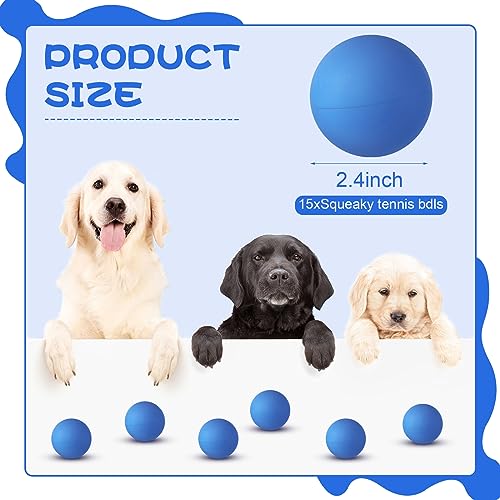 Hiboom 15 Pack Natural Rubber Dog Tennis Balls for Fetch, Blue - color: Blue