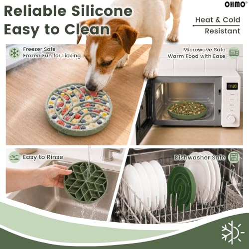 OHMO Slow Feeder Dog Bowl, 5.9" Lick Mat for Dogs, Diamond, Camo Green - color: Camo Green