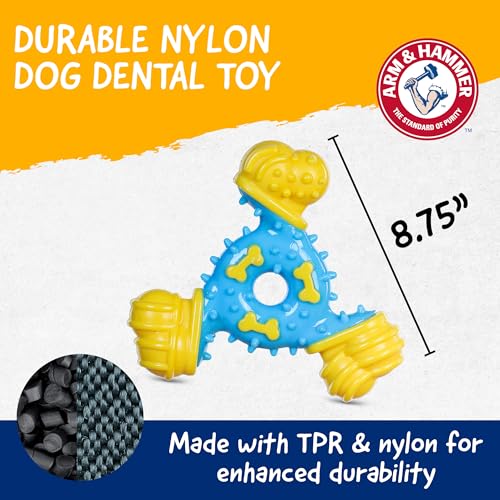 Arm & Hammer Nubbies TriBone Dental Dog Chew Toy, Peanut Butter Flavor - color: Blue & Yellow TriOBone, size: 1 Count