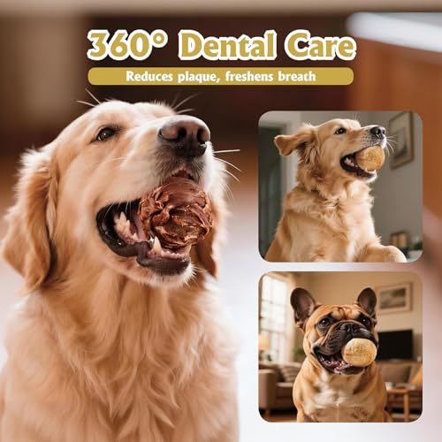 Dog Treats Balls, 2Pcs Duck Wrapped Rawhide Balls,Egg Yolk Center,200g+