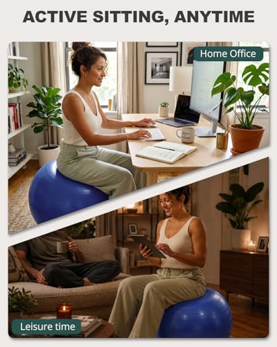 Trideer Yoga Ball for Exercise, Pregnancy, Exercise Ball, Pump Included - color: Indigo, size: L(23-26ines/58-65cm)
