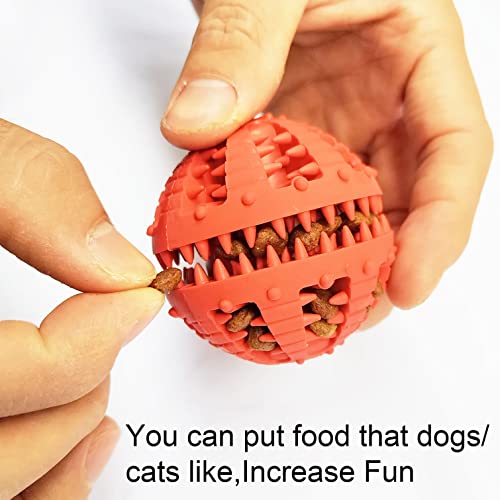 2 Pcs Dog Teeth Ball, Puzzle & Treat Dispensing Dog Toys, Non Toxic Tear Resistant Natural Rubber Toy for Pet Teeth Cleaning/Chewing/Playing/Training (Yellow+Red, 2.36in) - color: Yellow+Red, size: 2.36in