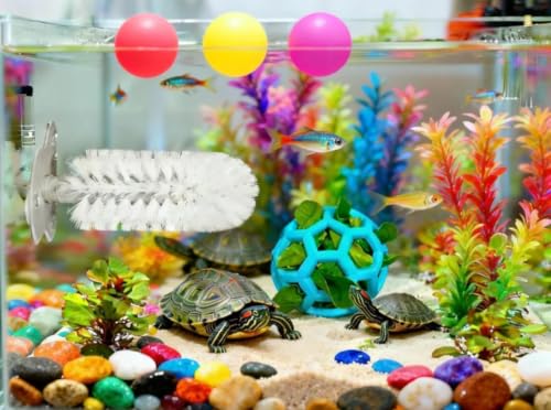 11 pcs Turtle Enrichment Toys Set Tank Tortoise Feeder Brush Skateboard Aquarium Feed Toy Tortoise Feeding Balls
