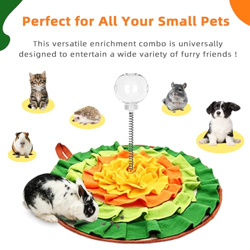 2-in-1 Large 19.7" Round Foraging Mat & Treat Ball For Rabbit Small Animals