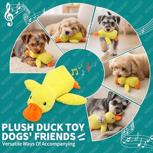 Duck Dog Toy, Plush Calming Companion with Quack, Crinkle & Squeak - size: S - 9" x 6"