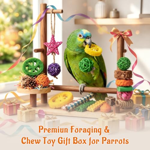 Bird Foraging Toys Box,26pcs Colorful Shredding & Chewing Toys