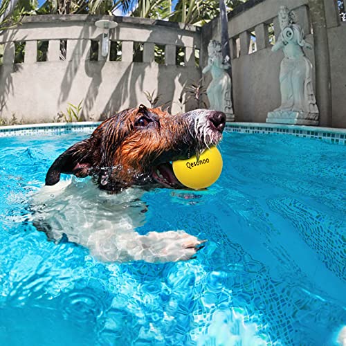 Dog Balls Indestructible,Solid Rubber Bouncy for Dogs Aggressive Chewers Large Breed,Non-Toxic&Floating&High Elasticity,Durable Fetch Ball Medium to Chew,Play and Training. (Yellow) - color: Balls Yellow, size: 2.7 In(7cm)