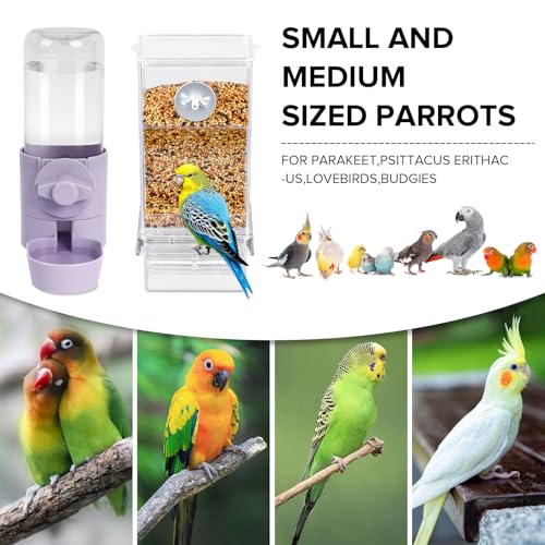 lemtrflo No Mess Bird Feeder Water Dispenser Set, Bird Feeder for Cage - color: Purple