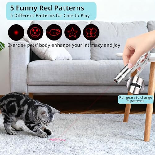 Waputne Cat Toy, USB Rechargeable, 3 Light Modes, 5 Fun Patterns, Indoor
