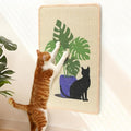 FUKUMARU Sisal Cat Scratching Mat, 23.6 x 15.7 Inch Cat Scratch Pad Wall - color: Monstera-23.6 x 15.7 Inch