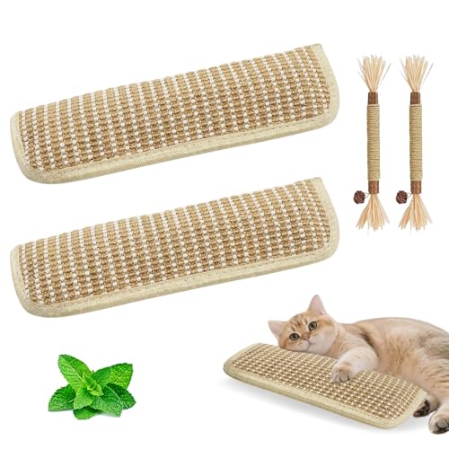 2 Pack 13.4 inch Sisal Pillow Catnip Toy for Cats with Silvervine Sticks, Cat Toys with A+ Organic Catnip Interactive Kicker Toy Scratch-Resistant Safe Chew Toy Teeth Cleaning for Indoor - size: 13.4 Inch x 3.7 Inch