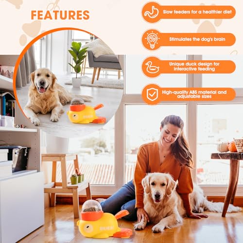 Dog Interactive Treat Dispenser, 2026 New Yellow Duck Cat Treat Dispenser, Interactive Dog Toys Food Puzzle Slow Feeder, Dog Food Slow Treat Feeding Dispenser for Small & Large Cats Dogs