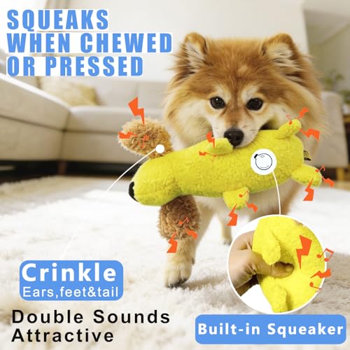 Plush Banana Dog Squeaky Toys, Stuffed Dog Chew Toys for All Breeds - color: Banana Dog