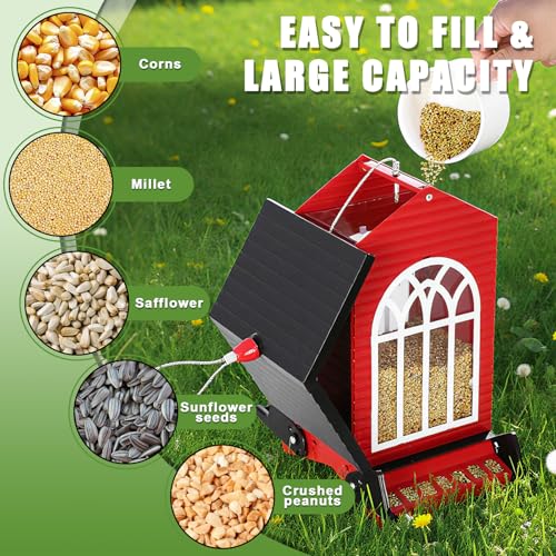 Gbekery Squirrel Proof Bird Feeders, 5LB Capacity, Weight-Activated, Red - color: Red