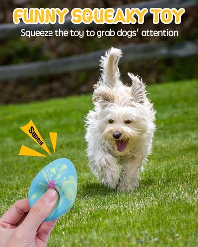 SCHITEC Dog Squeaky Toy Balls, Interactive Squeak Puppy Balls for Fetch Play, Latex Rubber Pet Toy for Puppies Mini Breed Small Dogs - size: For Mini/Small Dogs, style: Football