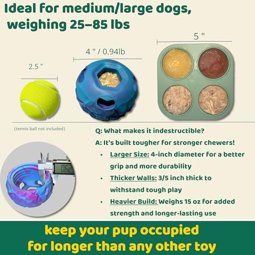 Interactive Dog Chew Toy, Large Enrichment Frozen Treat Chew Ball - color: Blue, size: Large
