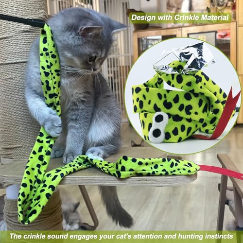 Interactive Cat Toy Wand with Catnip Mouse, Cat Teaser Wand Rainbow String for Bored Indoor Adult Cats and Kittens (3 Pack Snake) - size: 3 Pack Snake