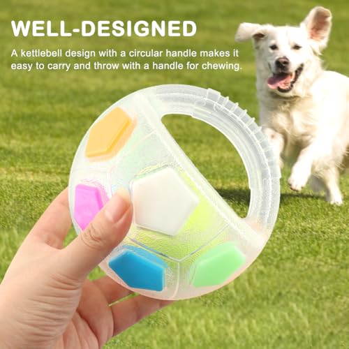 Dog Calming Ball with Handle -Squeaky Floating Rubber Dog Soccer Ball,White - color: white