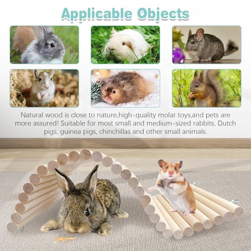 Hamiledyi Chinchilla Wooden Suspension Bridge Platform Toy, Small Animal Climbing Toys for Guinea-Pigs Sugar Glider Squirrel and Other Small Animals (Birch)