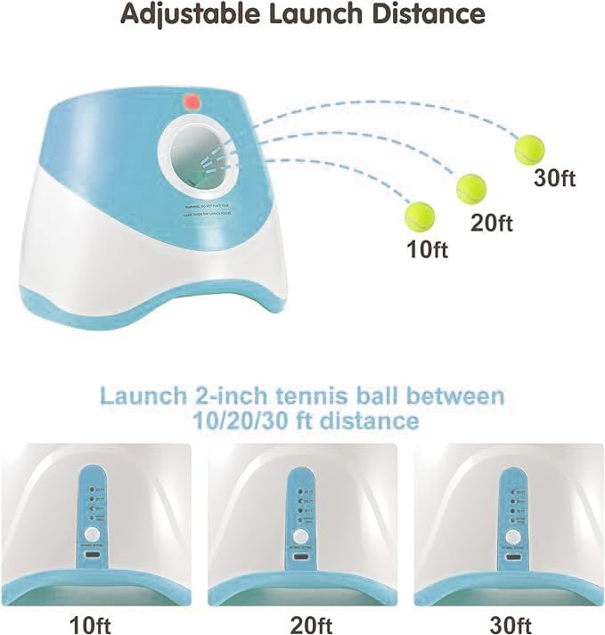 MEKAPLE Automatic Dog Ball Launcher, Dog Ball Thrower Machine with 10-30Ft 3 Launching Distance, Interactive Toys for Small-Medium Dogs Indoor & Outdoor with 15 Mini Tennis Balls (2 inch) -Blue - color: Blue