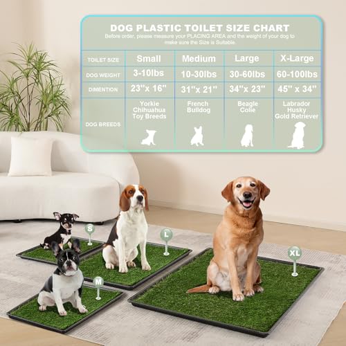 HQ4US 4LEGS Dog Grass Pad with Tray, Dog Litter Box with Artificial Grass - size: S 23”×16” for Dog＜ 19" Length