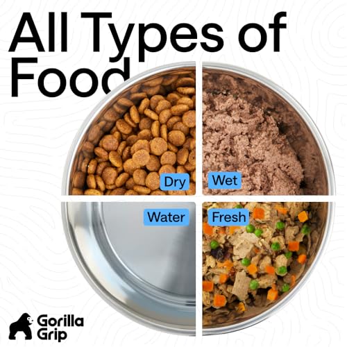 GORILLA GRIP Dog Bowl, Food Grade Stainless Steel Water Bowls, 4 Cup Gray - color: Gray, size: 4 Cup - Single Bowl