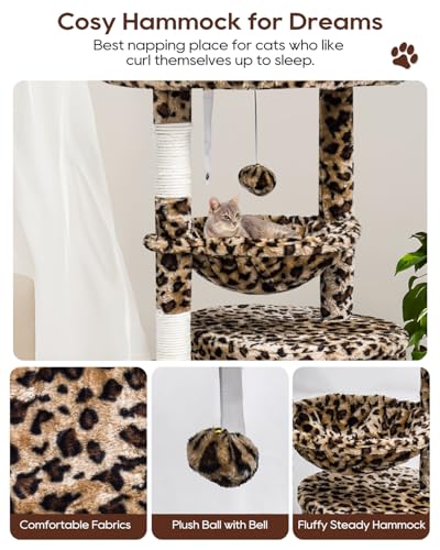 SYANDLVY Small Leopard Print Cat Tree for Indoor Cats, Modern Cat House - color: Leopard Print