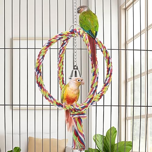 Wontee Bird Swing Colorful Rope Perch Climbing Toy for Parrots (8.3inch) - size: Regular (8.3 inch)