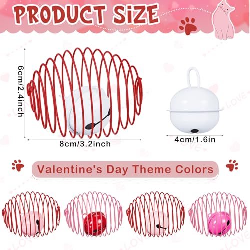 Jecery 5 Pcs Cat Toys Spring,Bell,Pink Red - color: Pink Red, size: Bell