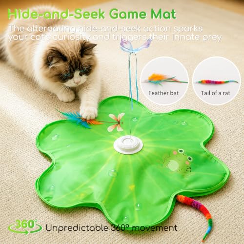 Interactive Cat Toys, Rechargeable with Auto Play and Bird Chirps - color: Green