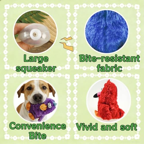 Squeaky Dog Toys Durable Stuffed Bird Dog Toys with Unique Squeak Sounds to Keep Dogs Busy, Cute & Funny Interactive Puppy Chew Toys for Small, Medium and Large Dogs(Purple Parrot) - color: Purple Parrot