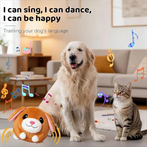 Interactive Dog Toys,Active Moving Pet Plush Toy with Recording and Music Modes, Jumping Squeaky Song shaking Interactive Dog Ball, Rechargeable Dog Toys to Keep Them Busy,Animal Plush Pet Toy (Dog) - color: Dog
