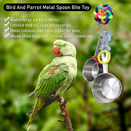 Litewoo Bird Stainless Steel Bell Toys, Safe and Stable Hanging Spoons Pipe Chew Bite Toy（D） - color: Toy D