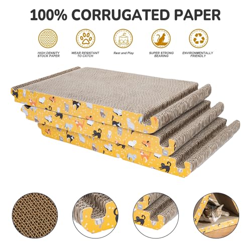 Cat Scratcher, Cat Scratching Board - Foldable Triangle 6-Sided Cardboard - color: Orange