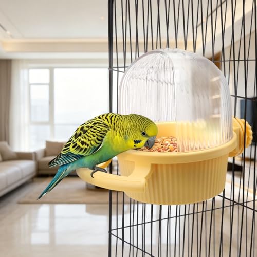 Litewoo No Mess Bird Feeder for Cage Parrot Seed Food Water Bowl (Yellow) - color: Yellow
