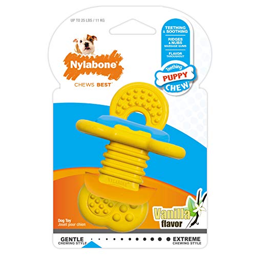 Nylabone Puppy Chew Rubber Textured Teether Dog Chew Toy, Vanilla Flavor - size: Small
