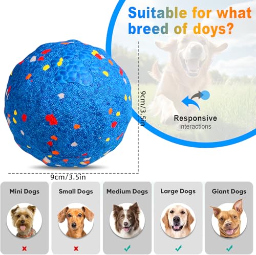 Interactive Dog Ball for Small & Medium Dogs, Automatic Moving Dog Ball with Rolling & Bouncing Modes, USB-C Rechargeable Interactive Dog Toy, Durable Lightweight ETPU Shell, Motion Activated Pet Ball - color: Blue