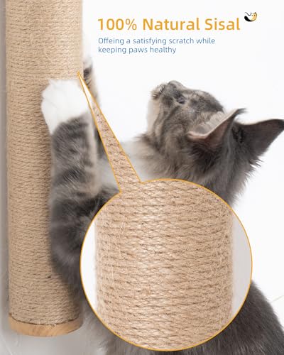 Aechonow 68" Wall Mounted Cat Scratcher,2Pcs of 34in Sisal Scratching Posts - color: Brown - 2Pcs
