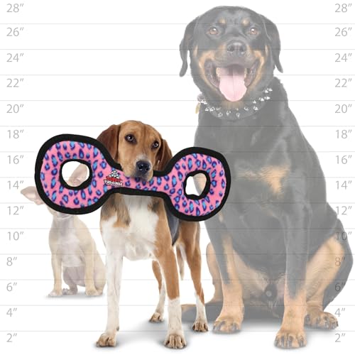 TUFFY® : TugOWar Dog Toy: Ultra Durable Plush Toy with Multiple Layers & Reinforced Seams, Washable and Floats, Original Construction - color: Pink Leopard TugOWar