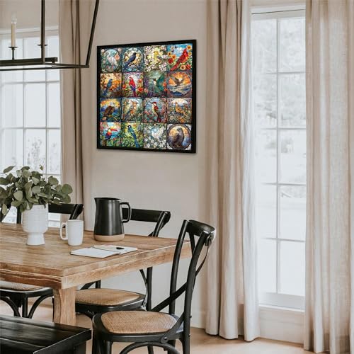 Stained Glass Puzzles for Adults 1000 Pieces, Bird Puzzles for Adults Flower with Cardinal Bird Parrot Hummingbird, Impossible Hard Challenging Jigsaw Puzzles - style: Stained Glass Bird Collection