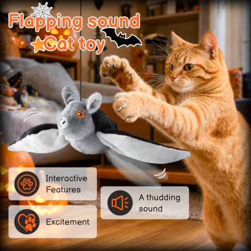 Flying Bat Dog Toy, Flying Bat Toy for Dogs, Flapping Bird Interactive Cat Toy, Cute Flapping Wings Electric Teasing Cat/Dog Toy, Hanging and Ground Play