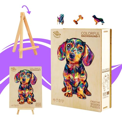 Colorful Dachshund Wooden Puzzles for Adults 180 Pieces, L-13.4 * 8.7in - size: Large