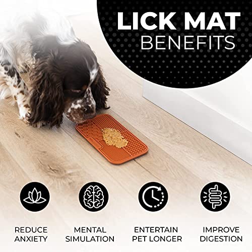Pup Culture Dog Lick Mat for Dogs (2 Pack), Feeding Pad for Anxious Pets Plus 4 Different Puzzles for Mental Stimulation for Dogs - Supports Mental, Dental, and Digestive Health - Heavy Duty - color: Orange, size: 2 Pack