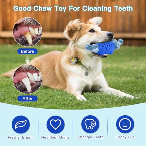 Dog Toys for Aggressive Chewers, Tough Squeaky Dog Chew Toy - color: Royal Blue