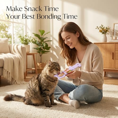3Pack Lickable Cat Treat Squeezer Spoon Dispenser Feeder, Puree