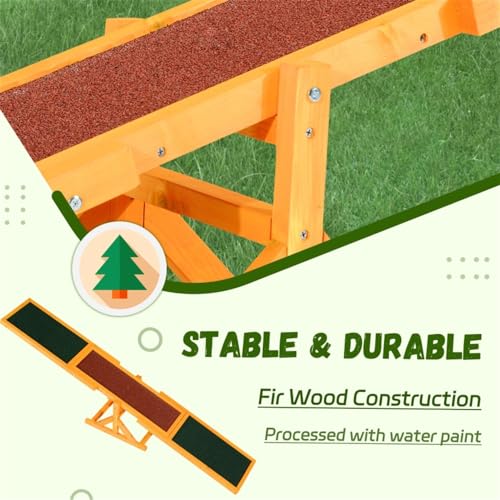 Wooden Dog Agility Seesaw for Training and Exercise, Platform Equipment Run Game Toy, Weather Resistant Pet Supplies Gray 71" L x 12" W x 12" H